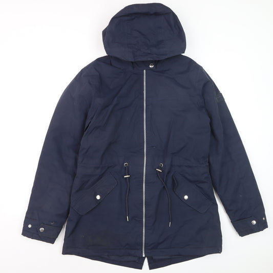 Regatta Womens Blue Hooded Parka Jacket Size 14 Water Resistant Coat