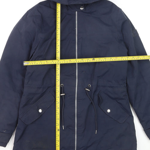Regatta Womens Blue Hooded Parka Jacket Size 14 Water Resistant Coat