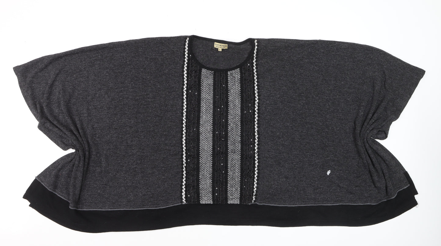 Nina Murati Women's Grey Sequin Relaxed Fit Vintage Jumper XL
