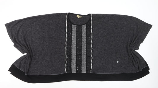 Nina Murati Women's Grey Sequin Relaxed Fit Vintage Jumper XL