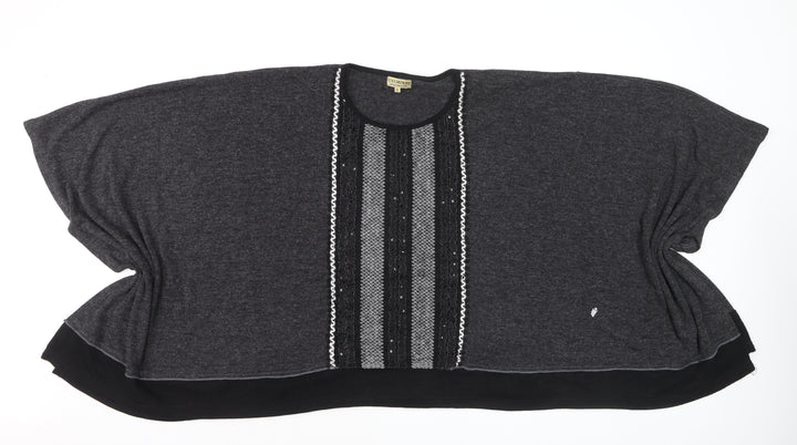 Nina Murati Women's Grey Sequin Relaxed Fit Vintage Jumper XL