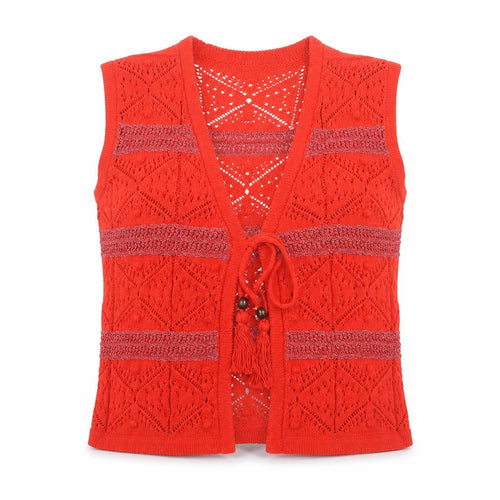 Marks and Spencer Women’s Red Open-Knit Sleeveless Vest S