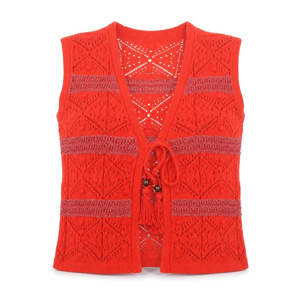 Marks and Spencer Women’s Red Open-Knit Sleeveless Vest S