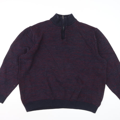 Marks and Spencer Men's Blue 3XL Cotton 1/2 Zip Jumper
