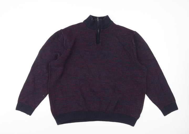 Marks and Spencer Men's Blue 3XL Cotton 1/2 Zip Jumper