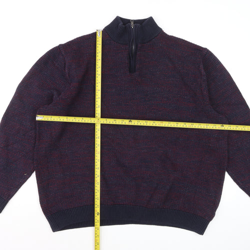 Marks and Spencer Men's Blue 3XL Cotton 1/2 Zip Jumper