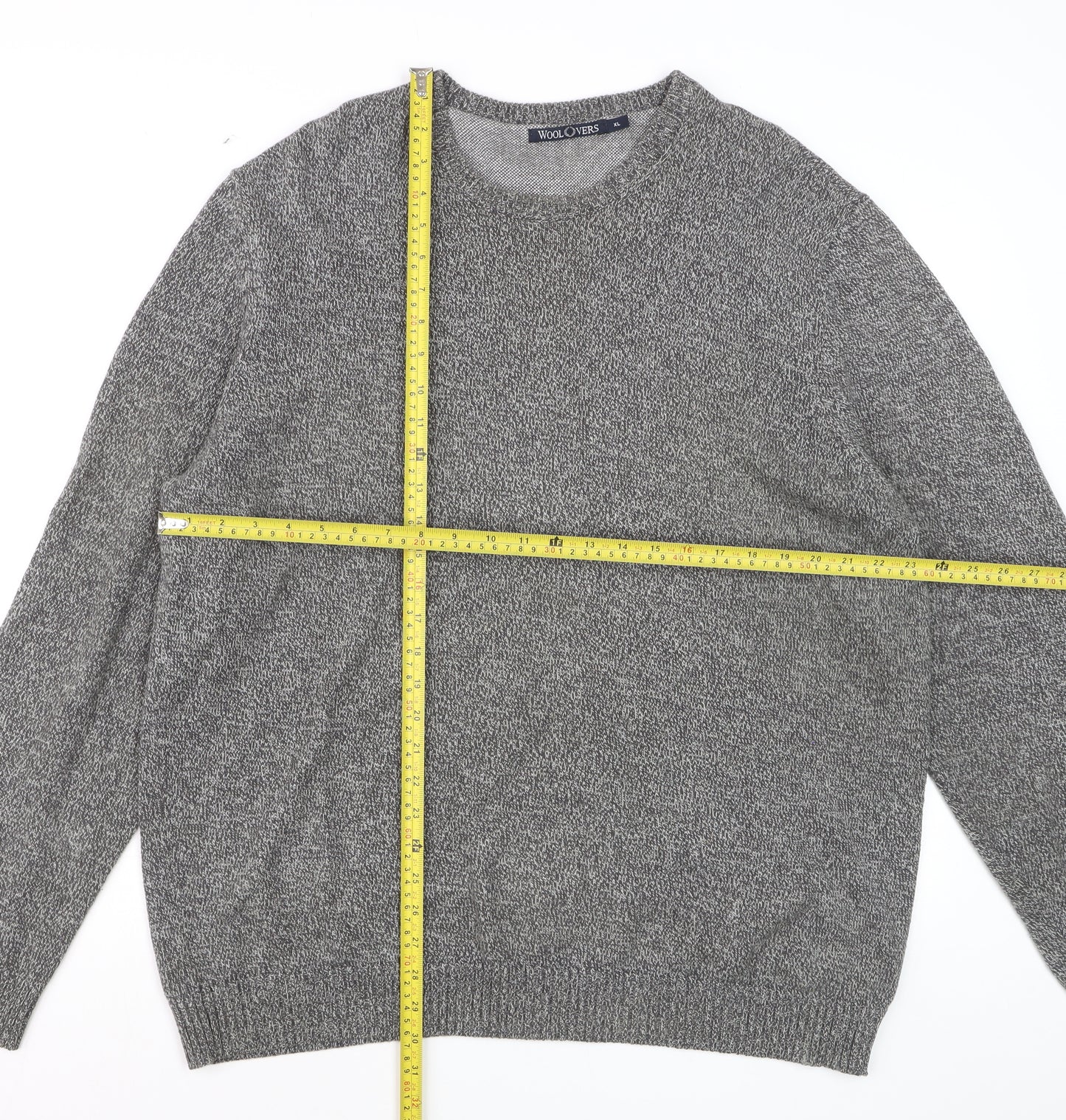 WoolOvers Men's Grey Cotton Crew Neck Jumper XL