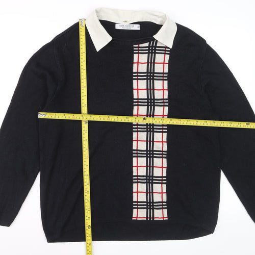 Anne Cramond Men's Black Collared Check Knit Jumper XL