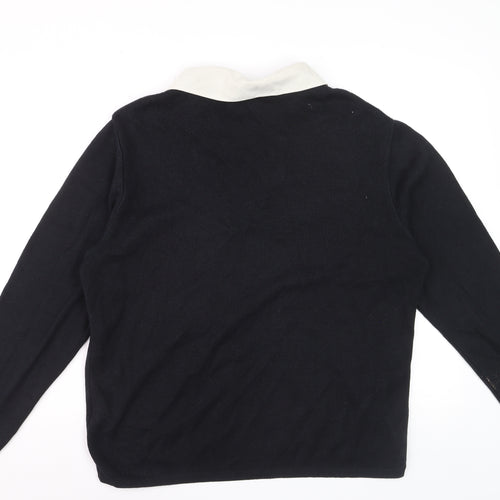 Anne Cramond Men's Black Collared Check Knit Jumper XL