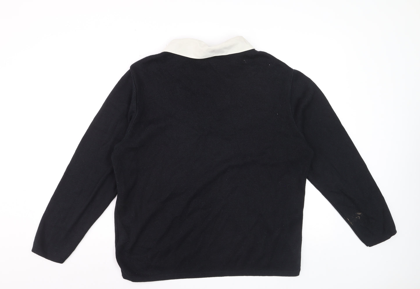 Anne Cramond Men's Black Collared Check Knit Jumper XL