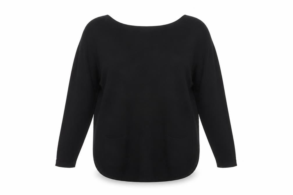 Front view of Stella Morgan women’s black bow back long sleeve knit jumper uk10