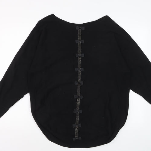 Stella Morgan Womens Black Bow Back Long Sleeve Knit Jumper UK10