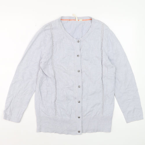 White Stuff Women’s Grey Cotton Button Cardigan Size 16