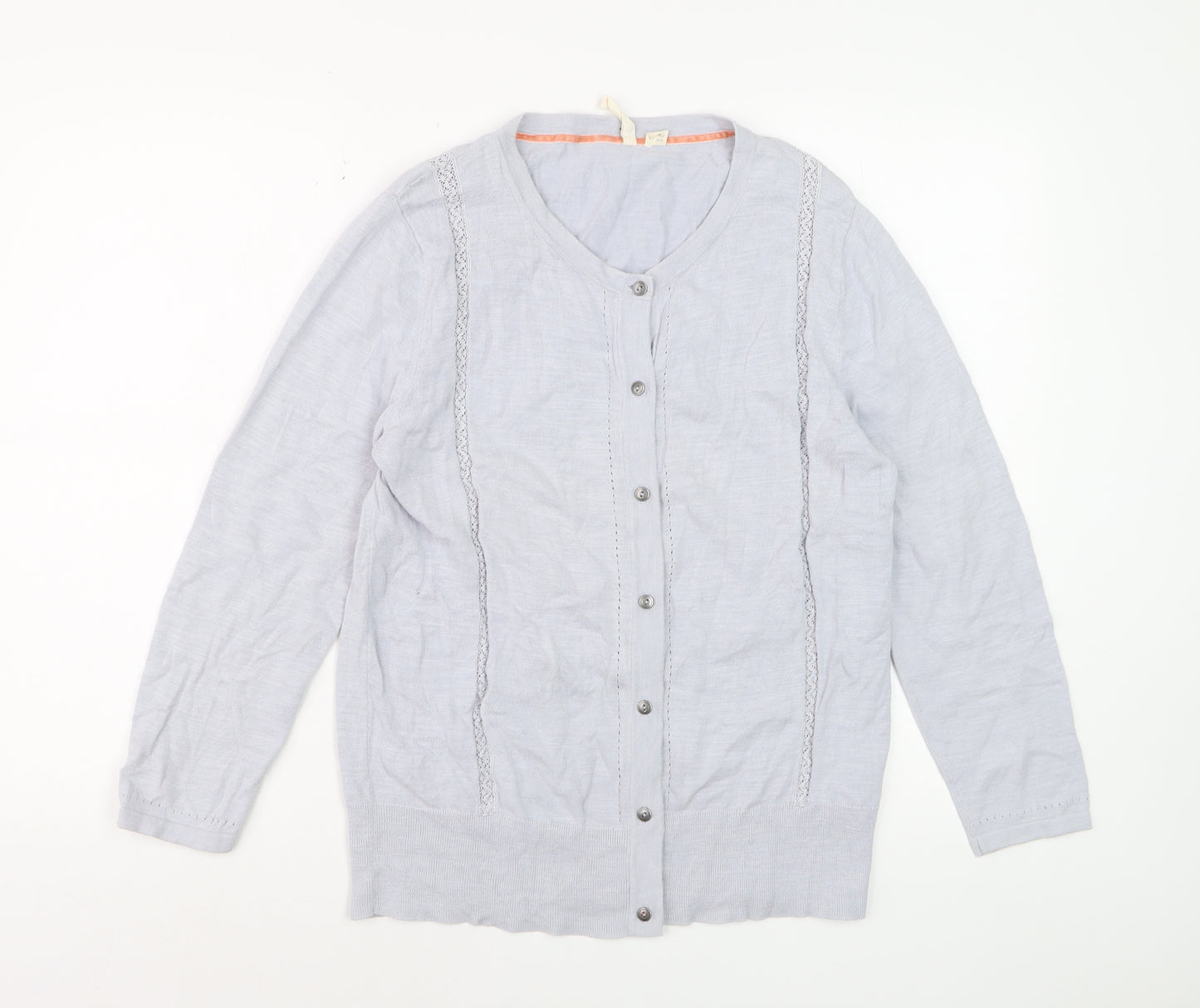 White Stuff Women’s Grey Cotton Button Cardigan Size 16