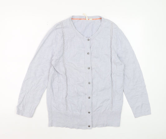 White Stuff Women’s Grey Cotton Button Cardigan Size 16