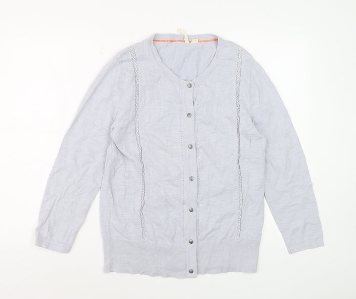 White Stuff Women’s Grey Cotton Button Cardigan Size 16