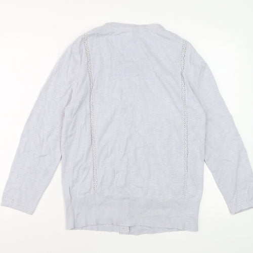 White Stuff Women’s Grey Cotton Button Cardigan Size 16