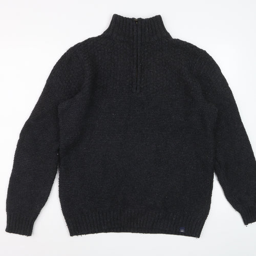 Fat Face Men's Black Chunky 1/4 Zip Wool Blend Jumper Size M