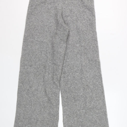 Zara Women Grey Knit Wide-Leg Trousers Size S Comfortable Winter Style