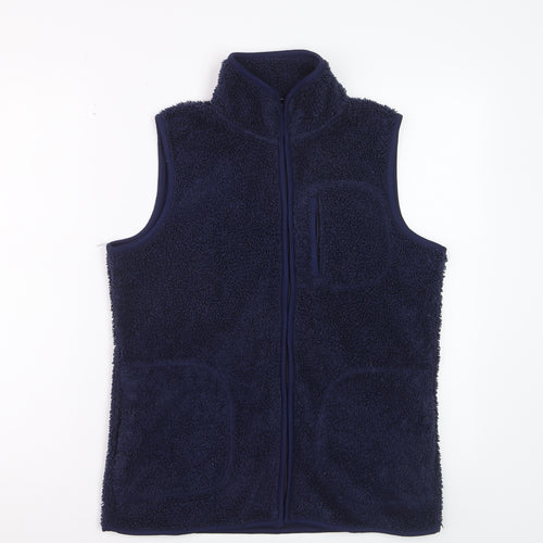 Bonmarché Women Blue Fleece Zip Waistcoat Size 10