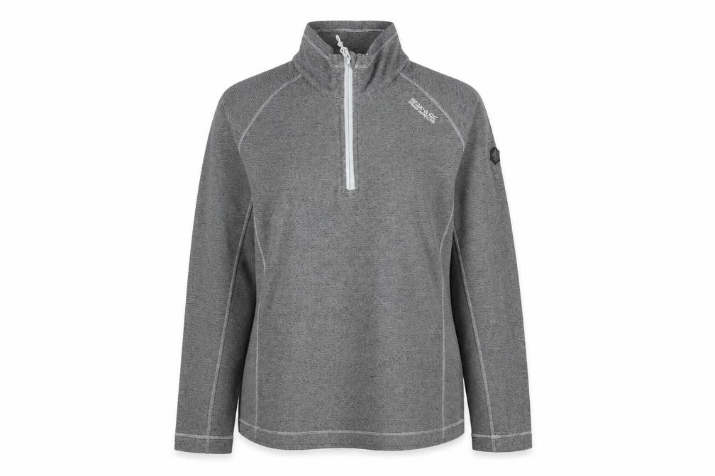 Front view of Regatta Great Outdoors Women Grey 1/4 Zip Pullover Sweatshirt UK 14