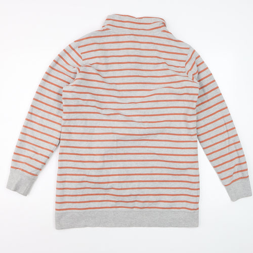 Next Women's Grey Striped Henley Sweatshirt UK 16 Cotton Blend