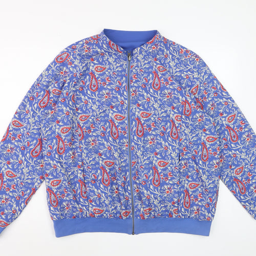Cotton Traders Women's Blue Floral Bomber Jacket Size 18 Polyester Zip
