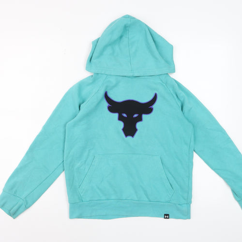 Under Armour Boys Blue Pullover Hoodie Medium - Project Rock Bull Logo