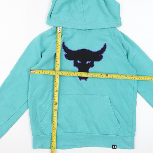 Under Armour Boys Blue Pullover Hoodie Medium - Project Rock Bull Logo
