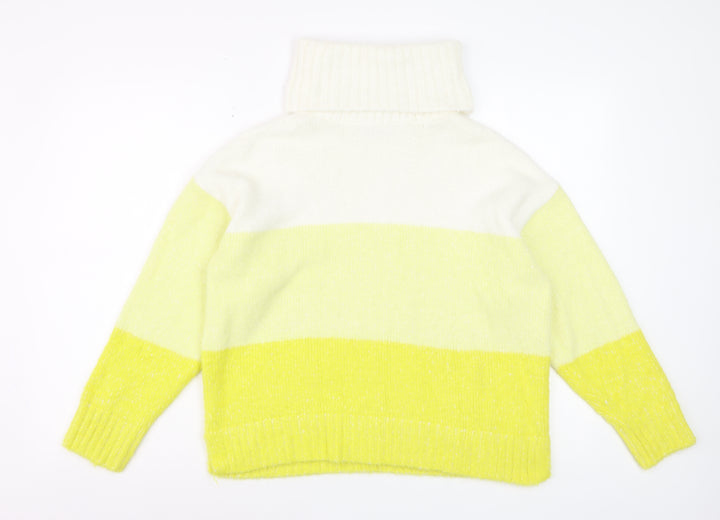 Tu Womens Multicoloured Roll Neck Striped Knit Jumper Size 10