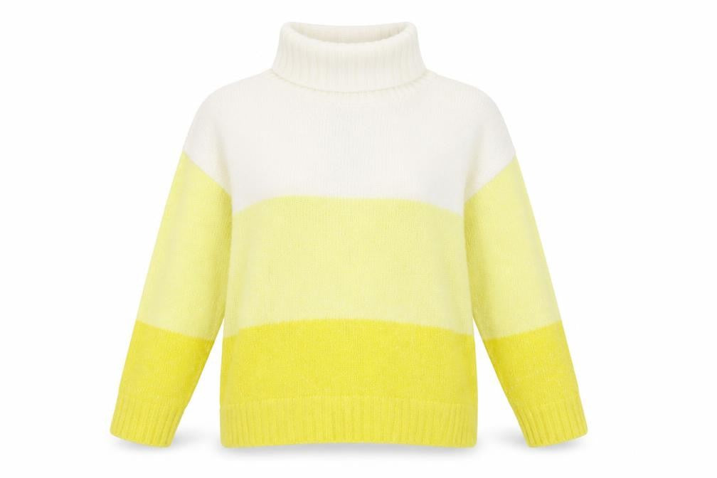 Front view of Tu women’s multicoloured roll neck striped knit jumper, size UK 10