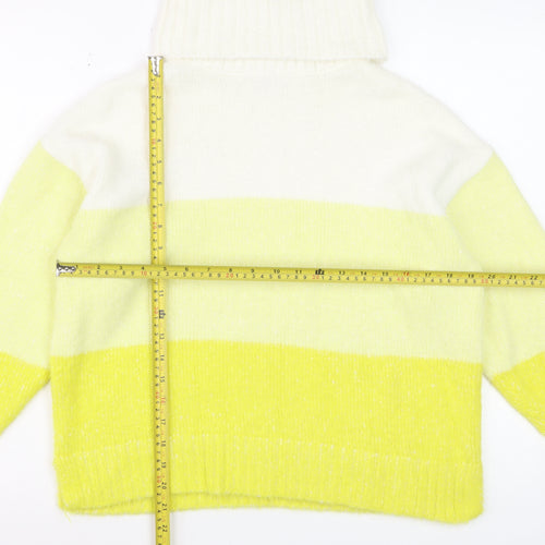 Tu Womens Multicoloured Roll Neck Striped Knit Jumper Size 10