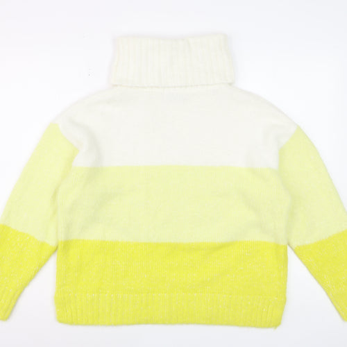 Tu Womens Multicoloured Roll Neck Striped Knit Jumper Size 10