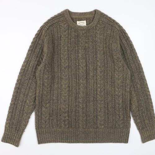 Fat Face Men's Brown Cable-Knit Crew Neck Jumper Size L