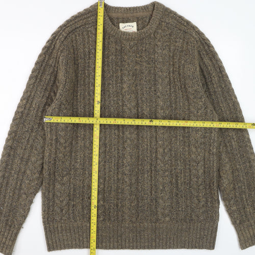 Fat Face Men's Brown Cable-Knit Crew Neck Jumper Size L