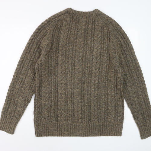 Fat Face Men's Brown Cable-Knit Crew Neck Jumper Size L
