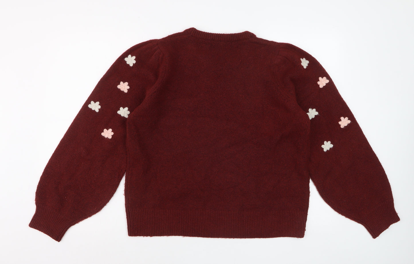 Nobody's Child Women's Red Flower Embroidered Knit Jumper M