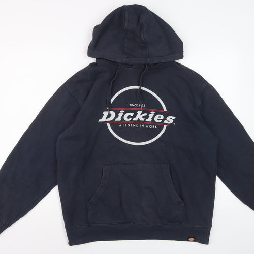 Dickies Mens Blue Pullover Hoodie Medium Logo Graphic Sweatshirt
