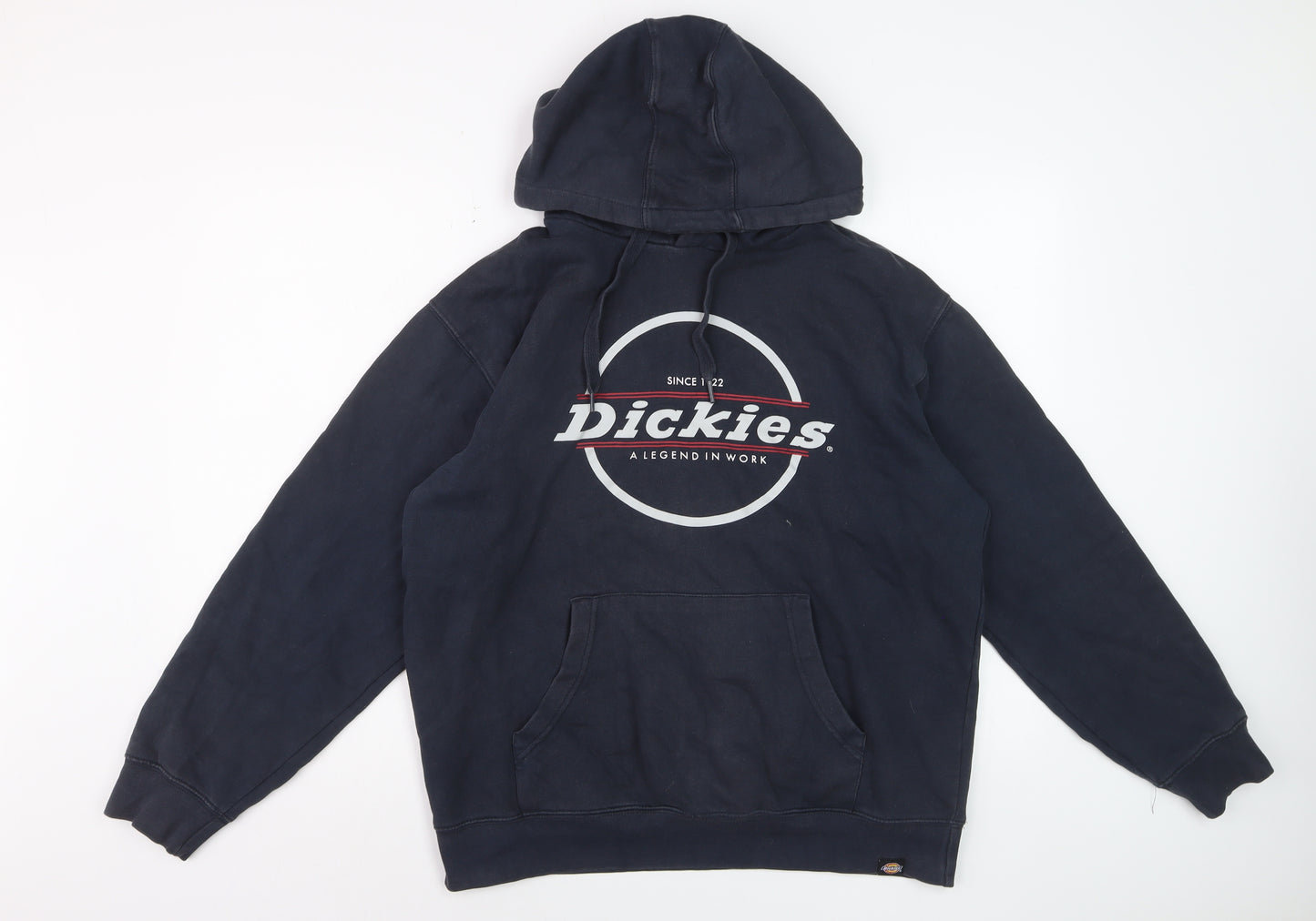 Dickies Mens Blue Pullover Hoodie Medium Logo Graphic Sweatshirt