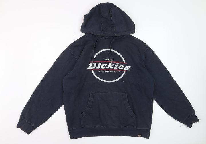 Dickies Mens Blue Pullover Hoodie Medium Logo Graphic Sweatshirt