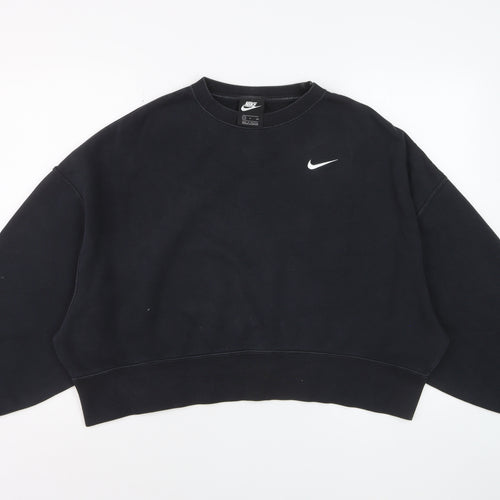 Nike Women's Black Crew Neck Pullover Sweatshirt Size S Cotton Blend