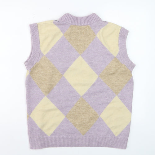 ASOS Women’s Multicoloured Argyle Sleeveless Mock Neck Knit Vest Size 12