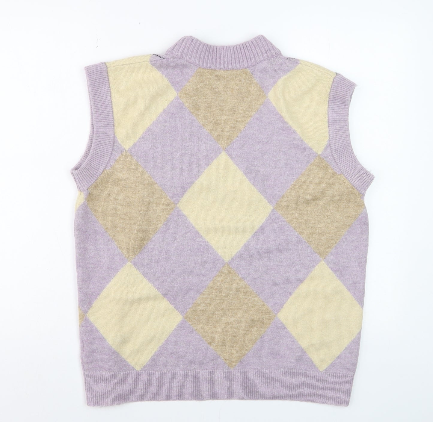 ASOS Women’s Multicoloured Argyle Sleeveless Mock Neck Knit Vest Size 12