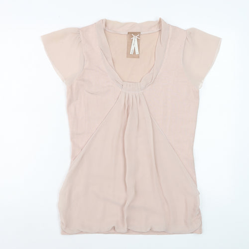 Next Womens Beige Short Sleeve Viscose Tunic Blouse Size 12