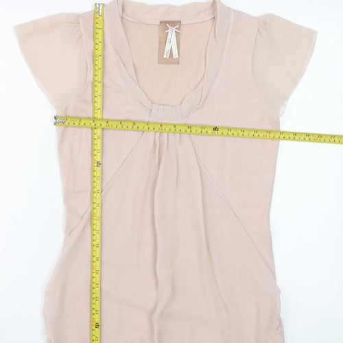 Next Womens Beige Short Sleeve Viscose Tunic Blouse Size 12