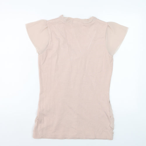 Next Womens Beige Short Sleeve Viscose Tunic Blouse Size 12