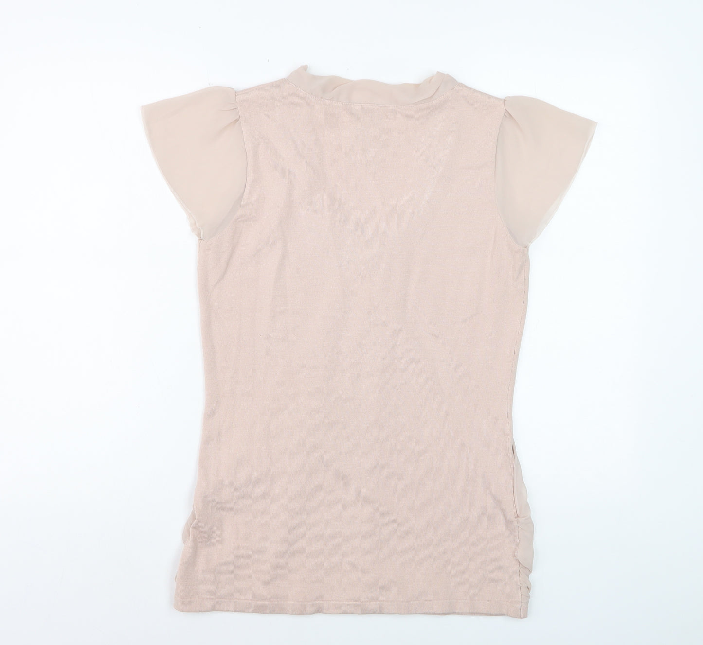 Next Womens Beige Short Sleeve Viscose Tunic Blouse Size 12