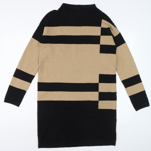 Phase Eight Women Beige Black Knit Bodycon Dress UK 12