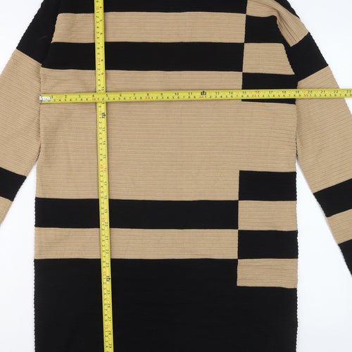 Phase Eight Women Beige Black Knit Bodycon Dress UK 12