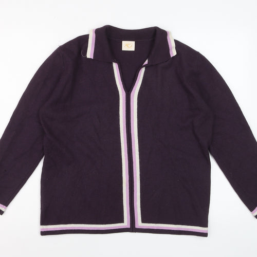 Country Casuals Women Purple Wool Blend Collared Cardigan L